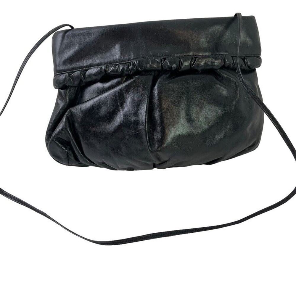 Morris Moskowitz Genuine Leather Womens Black Shoulder Bag Vintage Purse Handbag